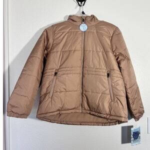 Whales Tail NWT Women's Size Large Tan Fleece Lined Hooded Puffer Jacket